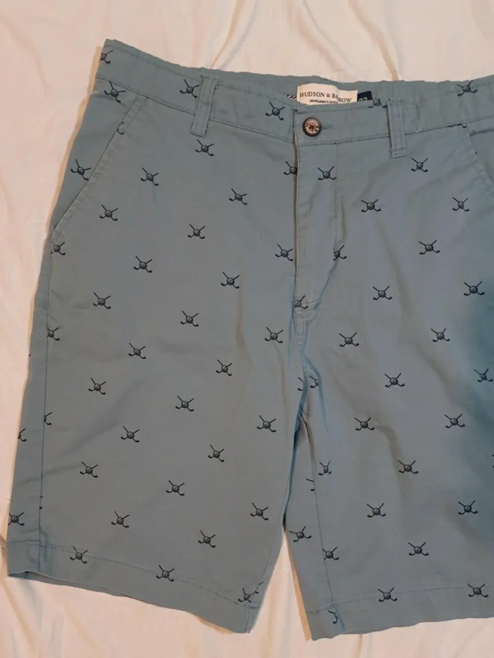 Hudson + Barrow/Chino Shorts/Mens 32/Slate Blue/Golf Print Country Club Preppy S - Picture 5 of 8